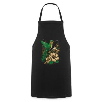Kolibri Blumen Blumenvogel - Kochschürze - Schwarz - Vorne - AI Model Male 185 dark (185cm)