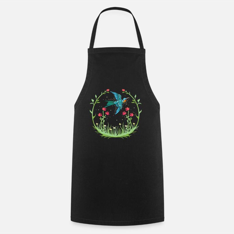 Colibri, Fleurs, Oiseau De Fleur - Tablier de cuisine - noir