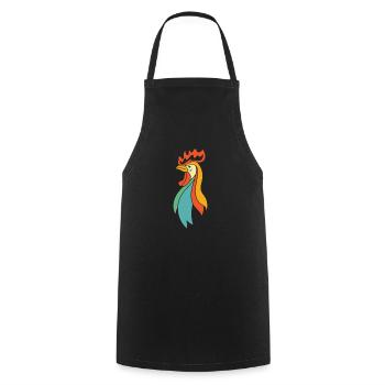 Huhn Henne - Kochschürze - Schwarz - Vorne - AI Model Male 185 dark (185cm)