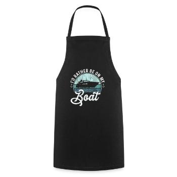 I'd rather be on my Boat Sailor Skipper & Captain - Cooking Apron - black - Front - AI Model Male 185 dark (185cm)