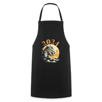 Année du Dragon 2024 - Tablier de cuisine - noir - Devant - AI Model Male 185 dark (185cm)