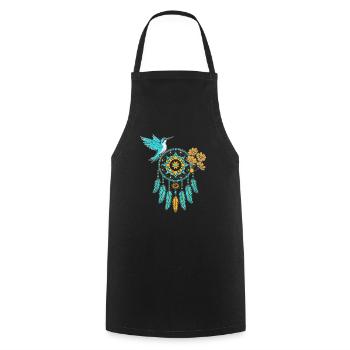 Hummingbird Dreamcatcher Bird - Cooking Apron - black - Front - AI Model Male 185 dark (185cm)