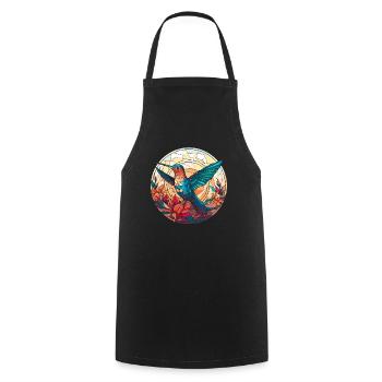 Hummingbird Stained Glass - Cooking Apron - black - Front - AI Model Male 185 dark (185cm)