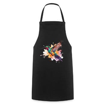 Kolibri Watercolor Hummingbird - Kochschürze - Schwarz - Vorne - AI Model Male 185 dark (185cm)