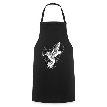 Kolibri Abstrakt Strichzeichnungen - Kochschürze - Schwarz - Vorne - AI Model Male 185 dark (185cm)
