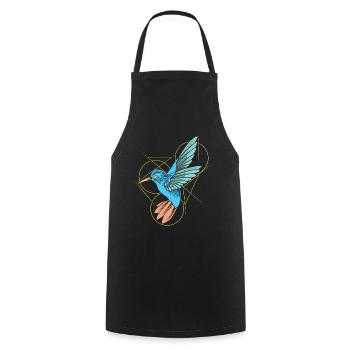 Hummingbird Abstract Line Art - Cooking Apron - black - Front - AI Model Male 185 dark (185cm)