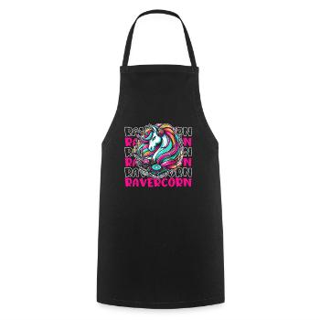 Techno Raver Unicorn Ravercorn - Cooking Apron - black - Front - AI Model Male 185 dark (185cm)