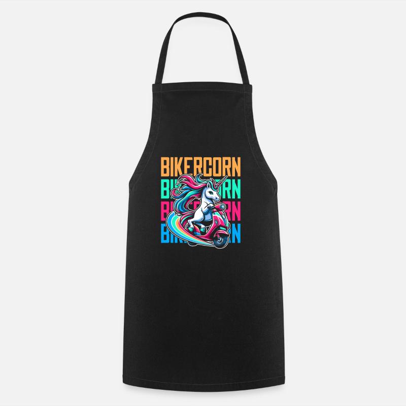 Motorroller Einhorn Scootercorn - Kochschürze - Schwarz