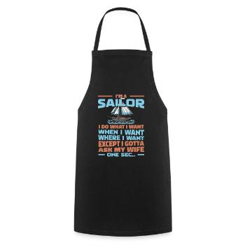 Voile, Voile, Voilier - Tablier de cuisine - noir - Devant - AI Model Male 185 dark (185cm)