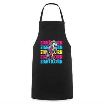 80s Eighties Unicorn Eighticorn - Cooking Apron - black - Front - AI Model Male 185 dark (185cm)