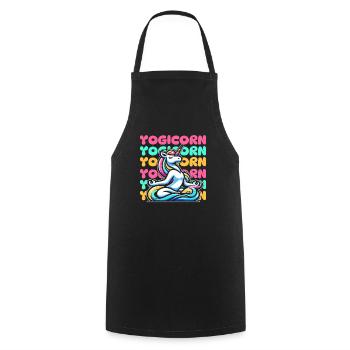 Licorne de yoga Yogicorn - Tablier de cuisine - noir - Devant - AI Model Male 185 dark (185cm)