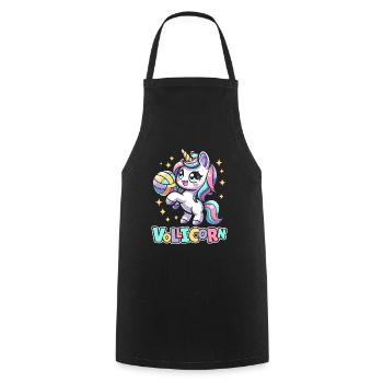 Volleyball Volleyballer Einhorn Vollicorn - Kochschürze - Schwarz - Vorne - AI Model Male 185 dark (185cm)