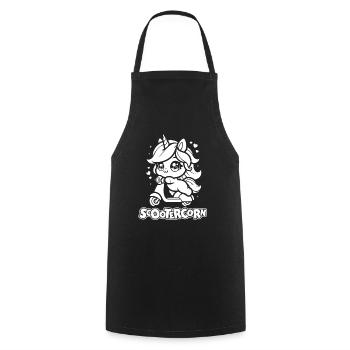 Motorroller Einhorn Scootercorn - Kochschürze - Schwarz - Vorne - AI Model Male 185 dark (185cm)