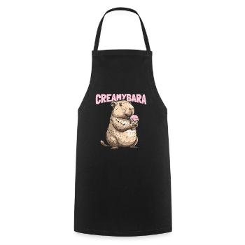 Crème glacée Capybara Creamybara - Tablier de cuisine - noir - Devant - AI Model Male 185 dark (185cm)