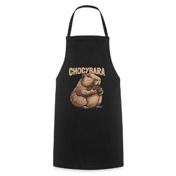 Schokolade Schoki Wasserschwein Chocybara - Kochschürze - Schwarz - Vorne - AI Model Male 185 dark (185cm)