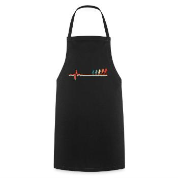 Line Dance Ekg Heartbeat - Kochschürze - Schwarz - Vorne - AI Model Male 185 dark (185cm)
