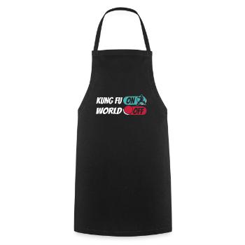 Kung Fu Kung Fu On World Off - Cooking Apron - black - Front - AI Model Male 185 dark (185cm)