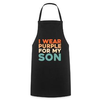 Alzheimer Je porte du violet pour mon fils Alzheimer - Tablier de cuisine - noir - Devant - AI Model Male 185 dark (185cm)