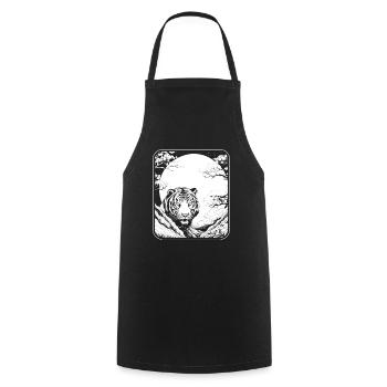 Tigre Japon Cerisier Fleur Lune - Tablier de cuisine - noir - Devant - AI Model Male 185 dark (185cm)