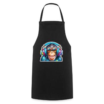 Cool monkey with headphones and sunglasses - Cooking Apron - black - Front - AI Model Male 185 dark (185cm)