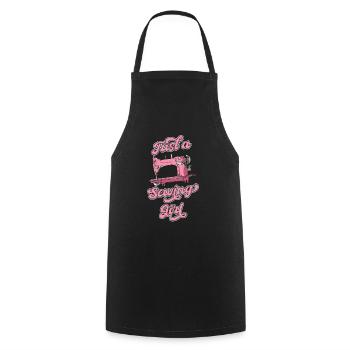Machine à coudre juste une fille de couture - Tablier de cuisine - noir - Devant - AI Model Male 185 dark (185cm)