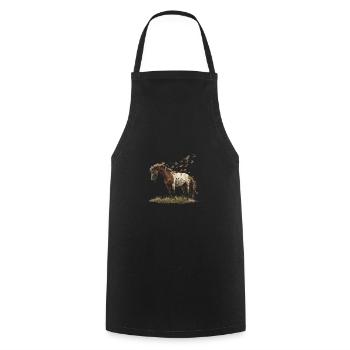 Horse and birds in nature - Cooking Apron - black - Front - AI Model Male 185 dark (185cm)