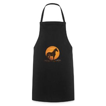 Horse Silhouette Sunset - Cooking Apron - black - Front - AI Model Male 185 dark (185cm)