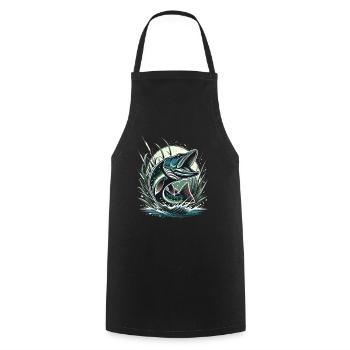 Lifelike Pike Fishing Adventure - Cooking Apron - black - Front - AI Model Male 185 dark (185cm)