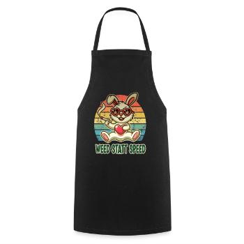 Weed instead of speed funny bunny with heart - Cooking Apron - black - Front - AI Model Male 185 dark (185cm)
