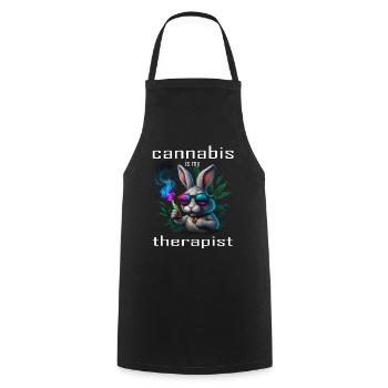 Le cannabis est mon thérapeute - Tablier de cuisine - noir - Devant - AI Model Male 185 dark (185cm)