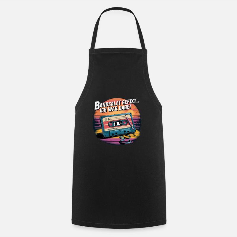 Tape salad fixed.. I was there Vintage Cassettes - Cooking Apron - black