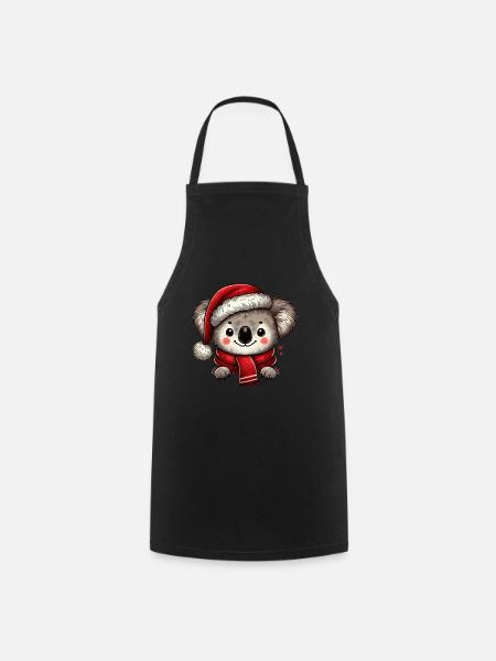 Koala de Noël câlin avec écharpe rouge et - Tablier de cuisine - noir