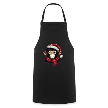 Chimpanzé de Noël avec chapeau et écharpe - Tablier de cuisine - noir - Devant - AI Model Male 185 dark (185cm)