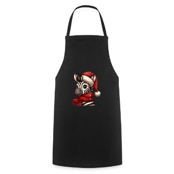 Cute zebra with Christmas hat - Cooking Apron - black - Front - AI Model Male 185 dark (185cm)