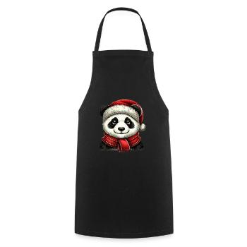 Panda de Noël avec chapeau rouge et écharpe - Tablier de cuisine - noir - Devant - AI Model Male 185 dark (185cm)