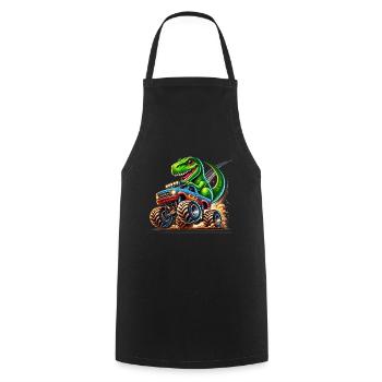 Dinosaure aventureux sur un camion monstre - Tablier de cuisine - noir - Devant - AI Model Male 185 dark (185cm)