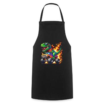 Dinosaure aventureux sur un camion monstre - Tablier de cuisine - noir - Devant - AI Model Male 185 dark (185cm)