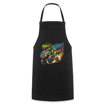 Dinosaure aventureux sur un camion monstre - Tablier de cuisine - noir - Devant - AI Model Male 185 dark (185cm)