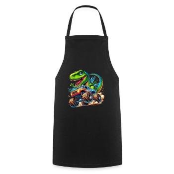 Dinosaure aventureux sur un camion monstre - Tablier de cuisine - noir - Devant - AI Model Male 185 dark (185cm)