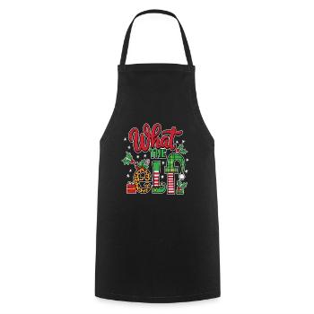 What The Elf Christmas Fun - Cooking Apron - black - Front - AI Model Male 185 dark (185cm)