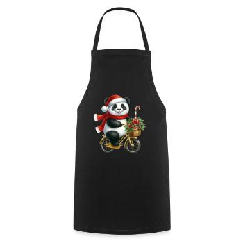 Weihnachtlicher Panda Auf Fahrrad Mit Schal Und - Kochschürze - Schwarz - Vorne - AI Model Male 185 dark (185cm)
