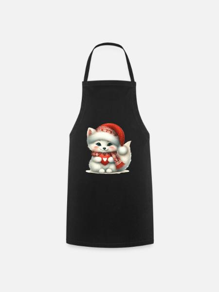 Niedlicher Weihnachtsfuchs Mit Herz - Kochschürze - Schwarz