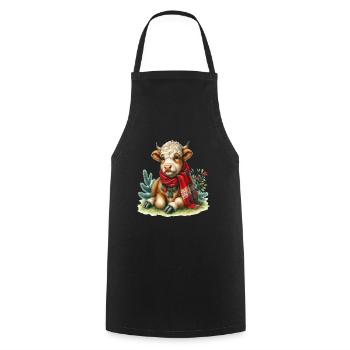 Weihnachtliche Kuschelige Kuh Illustration - Kochschürze - Schwarz - Vorne - AI Model Male 185 dark (185cm)