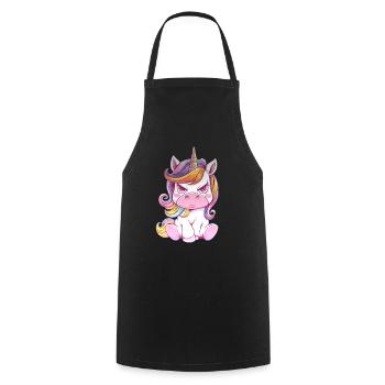 Angry unicorn with rainbow mane - Cooking Apron - black - Front - AI Model Male 185 dark (185cm)