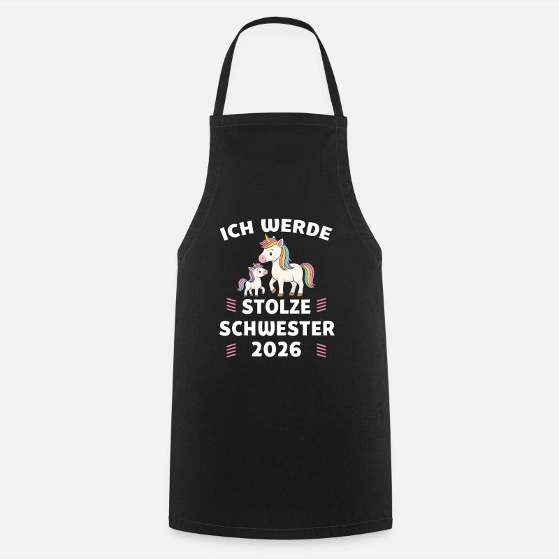 Ich werde stolze Schwester 2026 Einhorn - Kochschürze - Schwarz