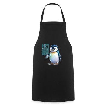 Hey I Know You Penguin Illustration - Cooking Apron - black - Front - AI Model Male 185 dark (185cm)