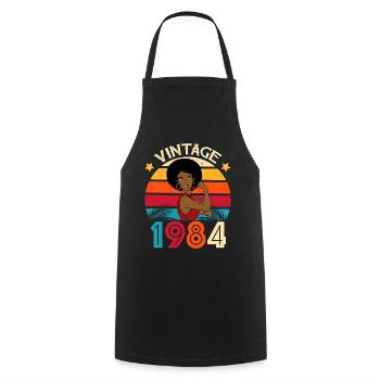 Vintage 1984 Birthday Strong Woman - Cooking Apron - black - Front - AI Model Male 185 dark (185cm)