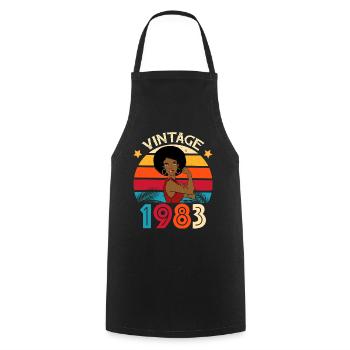 Vintage 1983 Birthday Strong Woman - Cooking Apron - black - Front - AI Model Male 185 dark (185cm)