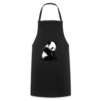 Panda-bär-schablone - Kochschürze - Schwarz - Vorne - AI Model Male 185 dark (185cm)