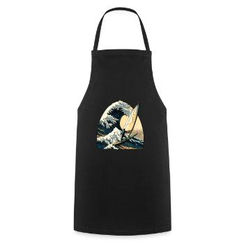 Windsurfing the big wave of Kanagawa - Cooking Apron - black - Front - AI Model Male 185 dark (185cm)